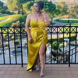 Chartreuse Feather Dress